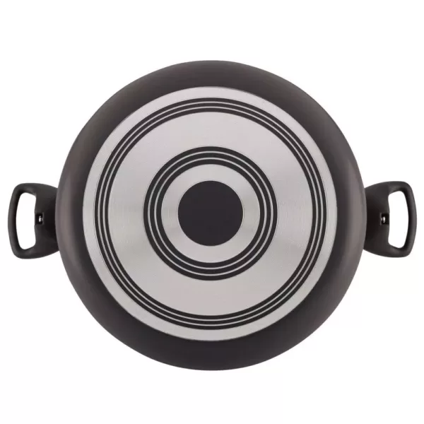 Farberware Dishwasher Safe 10.5 qt. Aluminum Nonstick Stock Pot in Black with Glass Lid