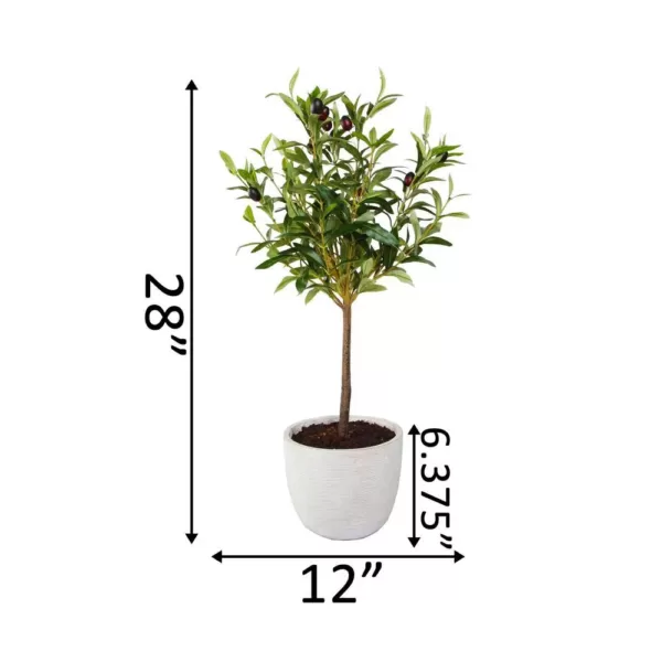 Flora Bunda 28 in. Faux Olive Tree in 7.25 in. Gray Cement Pot