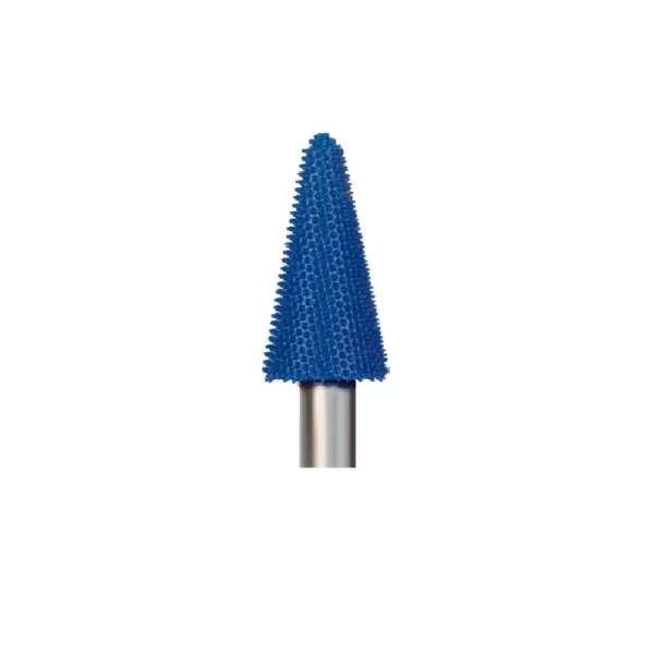 Foredom 9/16 in. x1 in. Taper Shape Blue fine grit Tungsten Carbide Wood Carving bur with 1/4 in. Dia Shank