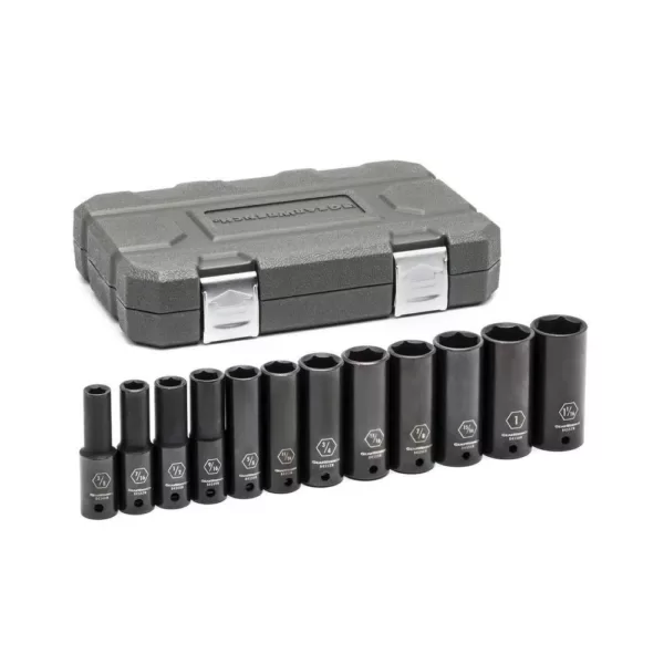 GEARWRENCH 1/2 in. Drive 6-Point Deep Impact SAE Socket Set (12-Piece)