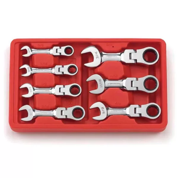 GEARWRENCH SAE Stubby Flex Head Combination Ratcheting Wrench Set (7-Piece)