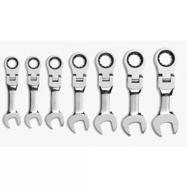 GEARWRENCH SAE Stubby Flex Head Combination Ratcheting Wrench Set (7-Piece)