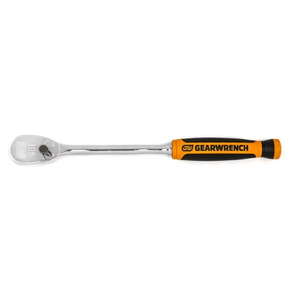 GEARWRENCH 1/4 in. Drive 8 in. L 90 Tooth Handle Dual Material Teardrop Ratchet