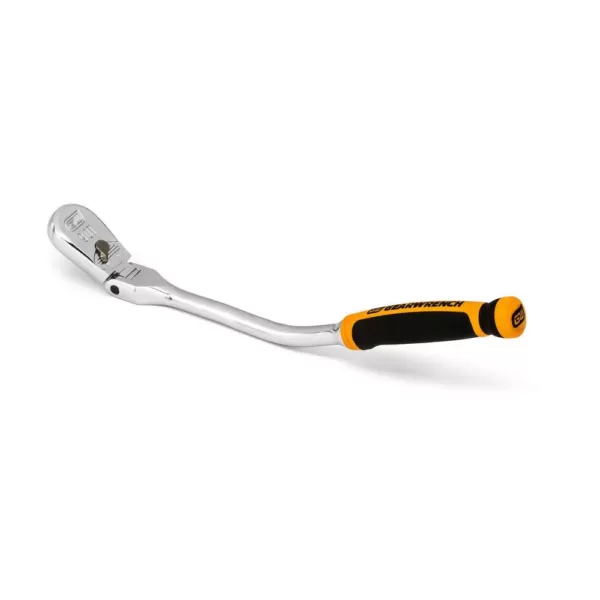 GEARWRENCH 3/8 in. Drive 90 Tooth Dual Material 12-1/4 in. Offset Flex Head Teardrop Ratchet