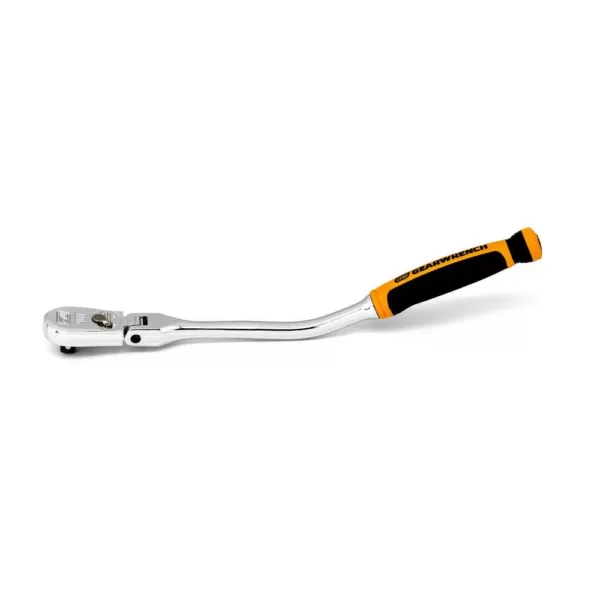 GEARWRENCH 3/8 in. Drive 90 Tooth Dual Material 12-1/4 in. Offset Flex Head Teardrop Ratchet