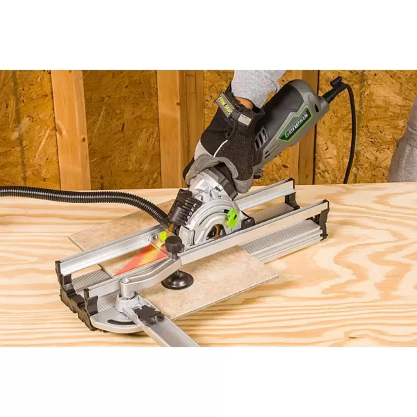 Genesis 5.8 Amp 3-1/2 in. Control Grip Plunge Compact Circular Saw Kit with Laser, Hose, 3 Blades, Rip Guide and Bag