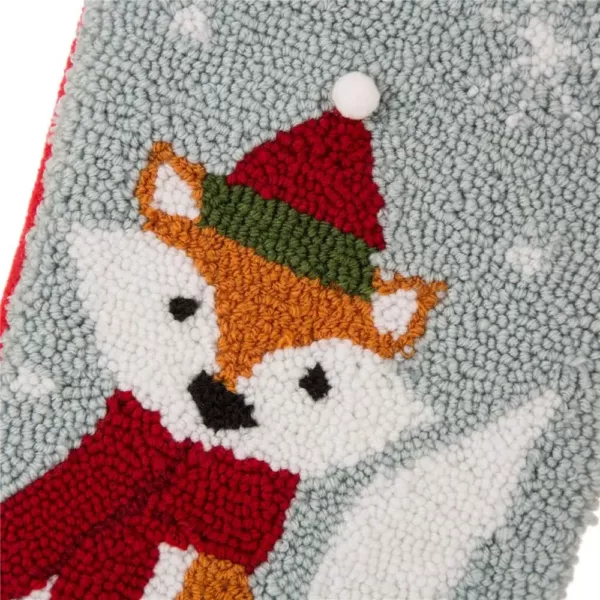 Glitzhome 19 in. Polyester Fox Hooked Stocking (2-Pack)