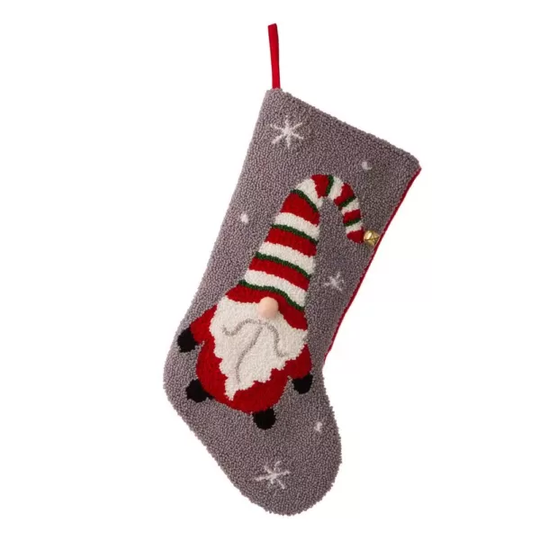 Glitzhome 21.00 in. H Polyester Gnome Hooked Stocking