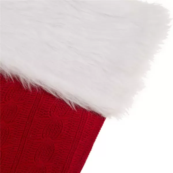Glitzhome 20 in.  Polyester Knitted Stocking with Faux Fur Cuff (2-Pack)