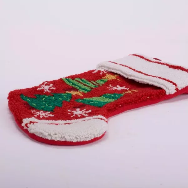 Glitzhome 19 in. Polyester/Acrylic Hooked Christmas Stocking with Christmas Tree