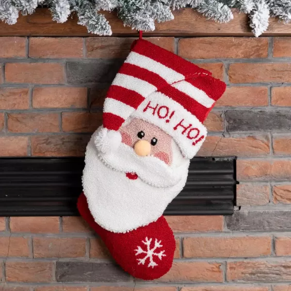 Glitzhome 20 in. Polyester/Acrylic Hooked Christmas Stocking with 3D Santa