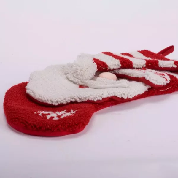 Glitzhome 20 in. Polyester/Acrylic Hooked Christmas Stocking with 3D Santa
