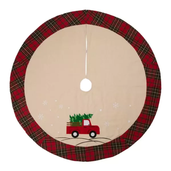 Glitzhome 48 in. D Fabric Christmas Tree Skirt - Red Truck