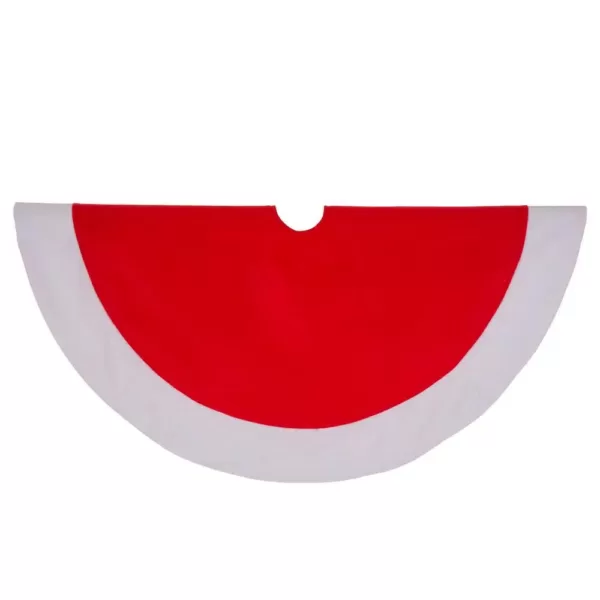 Glitzhome 48 in. D Red and White Felt Christmas Tree Skirt