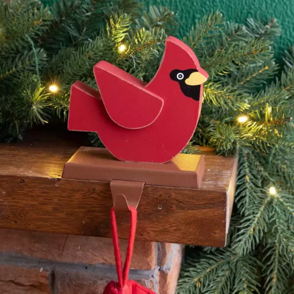 Glitzhome 6.3 in. L Wooden/Metal Cardinal Stocking Holder