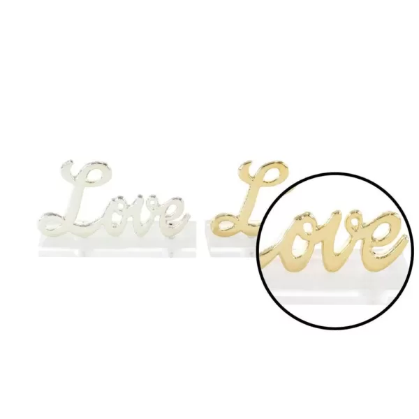 LITTON LANE 6 in. x 3 in. Modern Gold and Silver Aluminum "Love" Letter Cut-Outs (Set of 2)