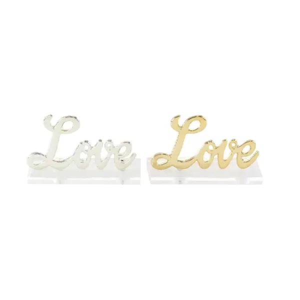 LITTON LANE 6 in. x 3 in. Modern Gold and Silver Aluminum "Love" Letter Cut-Outs (Set of 2)