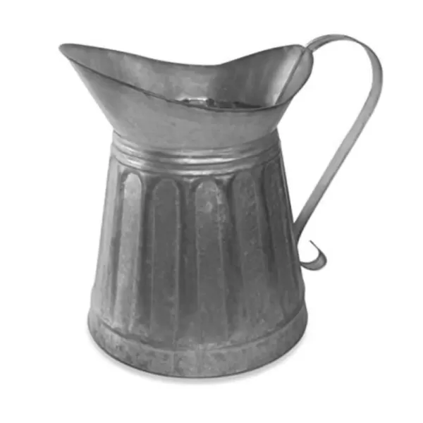 Benzara Vintage Style Gray Galvanized Metal Milk Pitcher