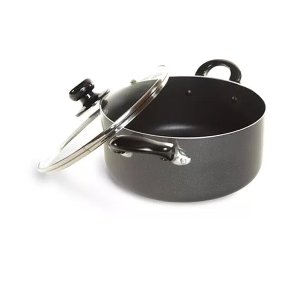 Better Chef 10 qt. Round Aluminum Nonstick Dutch Oven in Gray with Glass Lid