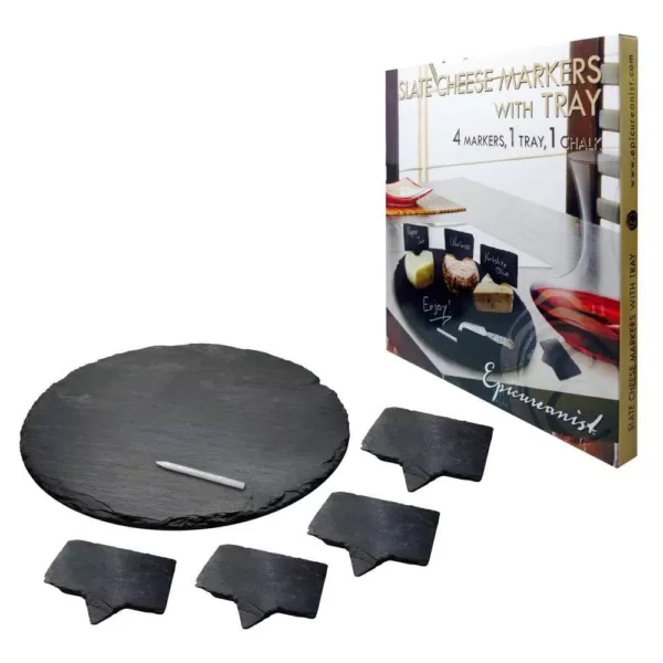 Epicureanist Slate Cheese Markers and Tray