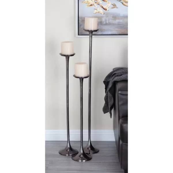 LITTON LANE 40 in. x 32 in. and 37 in. Modern Gray Aluminum Candle Holder (Set of 3)