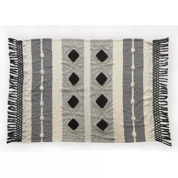 LR Home Symmetry Gray Geometric Cotton Throw Blanket
