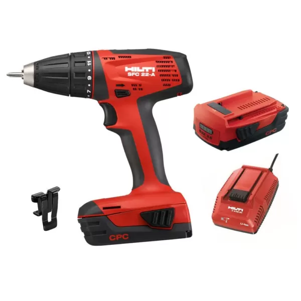 Hilti 22-Volt Lithium-Ion 1/2 in. Cordless Compact Drill Driver SFC 22 Kit (No Bag)