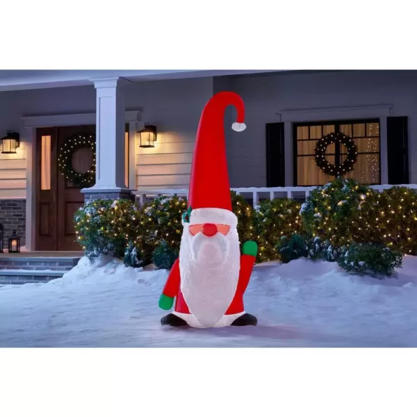 Home Accents Holiday 5 ft. Inflatable Fuzzy Plush Gnome with Curved Hat