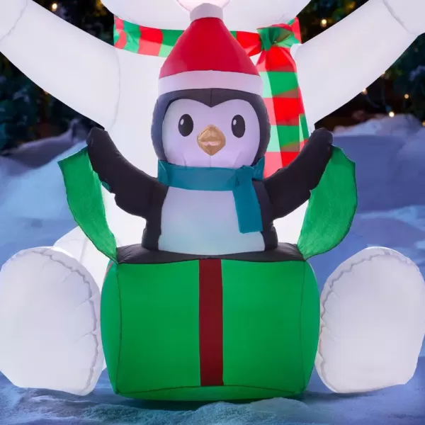 Home Accents Holiday 4 ft. Inflatable Bear with Penguin Scene
