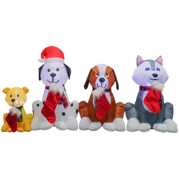Home Accents Holiday 3.74 ft. H x 7.5 ft. W Inflatable Puppy Pals with Stockings