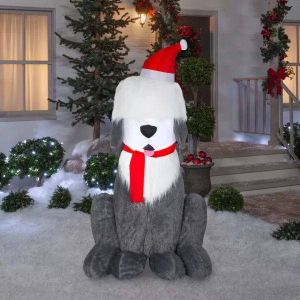 Home Accents Holiday 7 ft. Inflatable Fuzzy Plush Sheep Dog