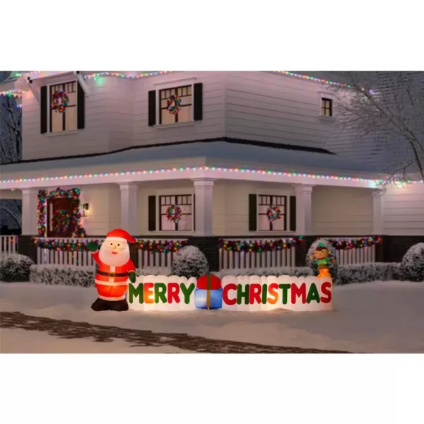 Home Accents Holiday 12 ft Giant-Sized LEF Inflatable Merry Christmas Sign Scene