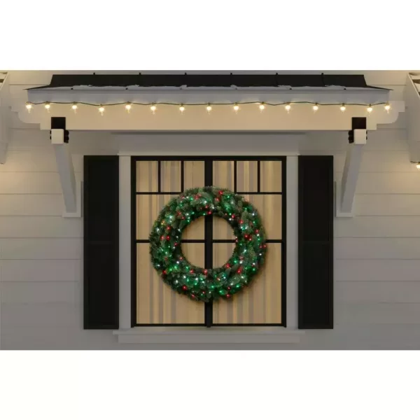 Home Accents Holiday 36 in. Christmas Bright Pre-lit LED Artificial Spruce Wreath with Red,Green, and Cool White Lights