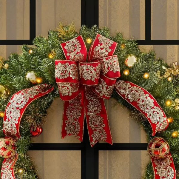 Home Accents Holiday 36 in. Royal Easton Battery Operated Pre-Lit LED Artificial Christmas Wreath