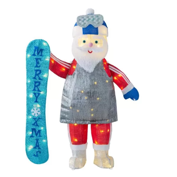 Home Accents Holiday 4 ft Yuletide Lane LED Santa with Snowboard