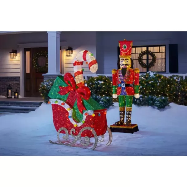 Home Accents Holiday 61 in Cool White 120-Light LED Sleigh with Presents