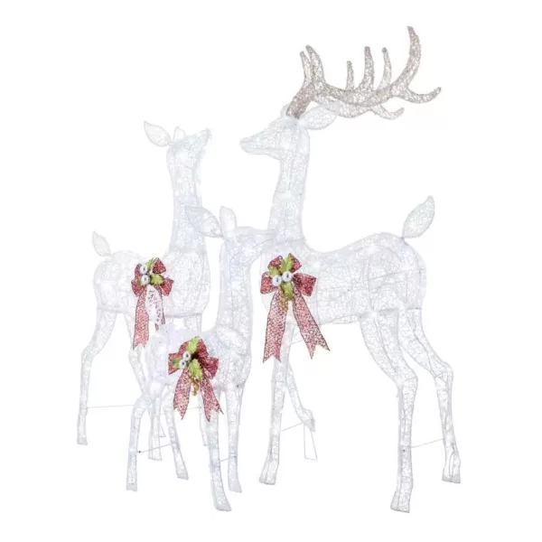 Home Accents Holiday 3-Piece Fantasleigh Outdoor Christmas Deer Family with LED Cool White Lights
