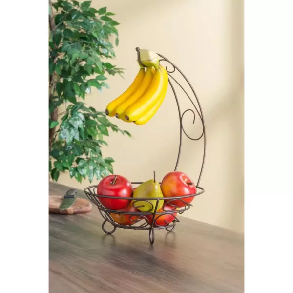 Home Basics Bronze Fruit Basket with Banana Tree