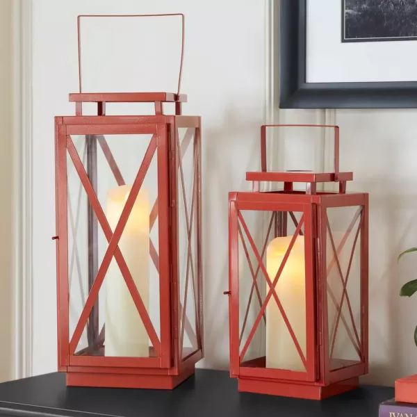 Home Decorators Collection Home Decorators Collection Chili Red Metal Candle Hanging or Tabletop Lantern (Set of 2)