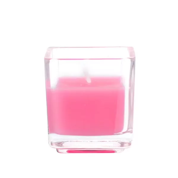 Zest Candle 2 in. Hot Pink Square Glass Votive Candles (12-Box)