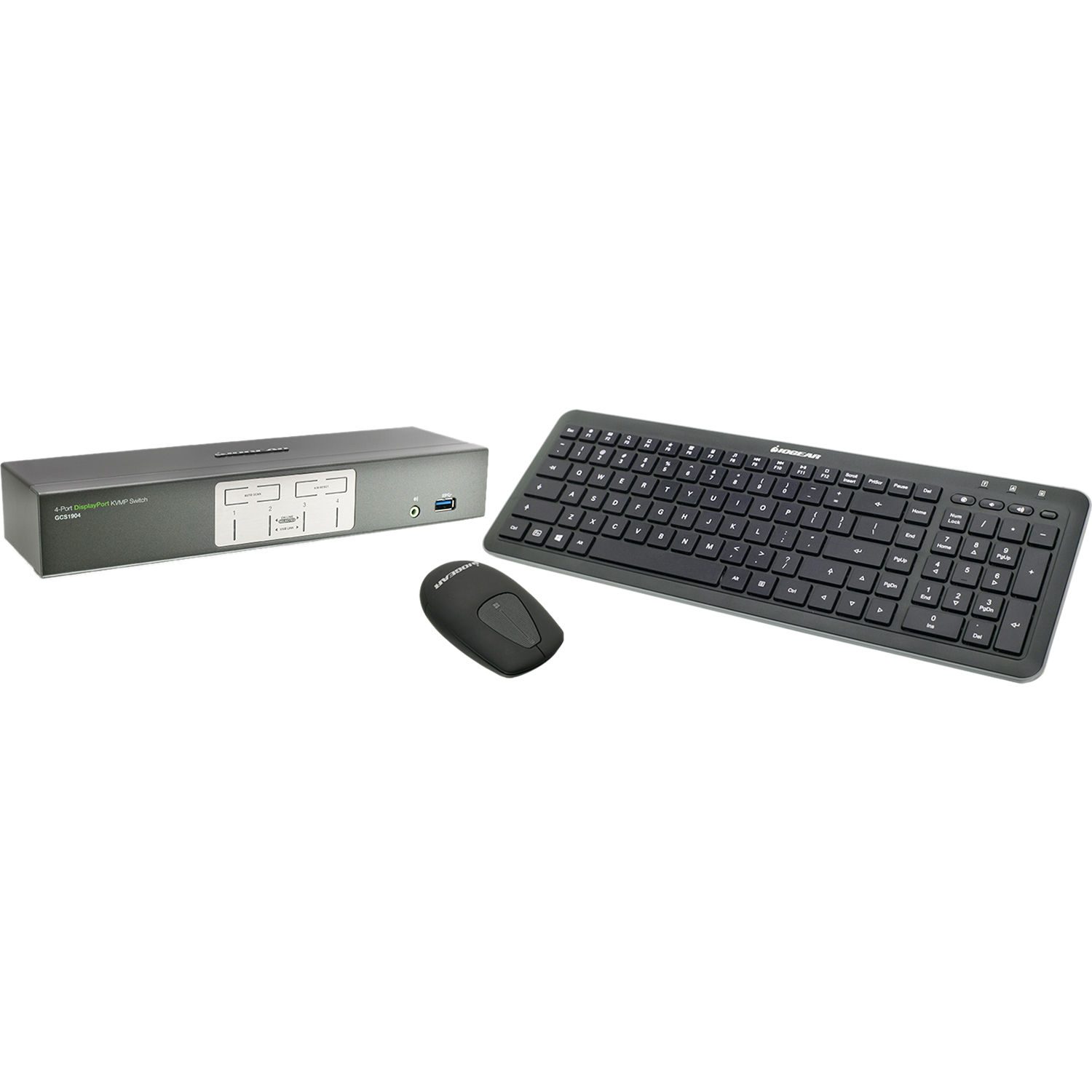 IOGEAR 4-Port 4K UHD DisplayPort KVMP Kit with Keyboard and Mouse