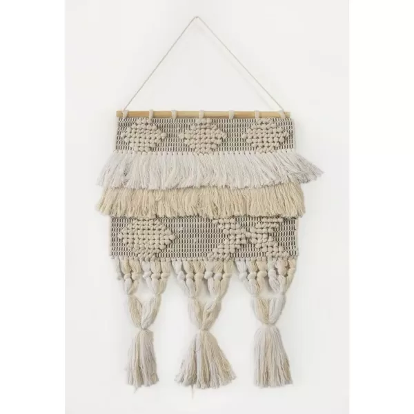 LR Home Fringed Bohemian Neutral Ivory / Natural Tasseled Wall Tapestry