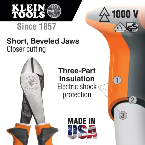 Klein Tools 8 in. Electrician's Insulated High Leverage Diagonal Cutting Pliers