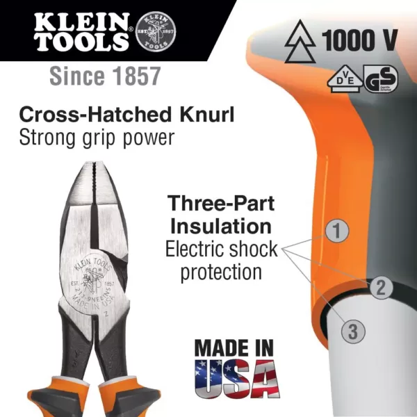 Klein Tools 8 in. Electrician's Insulated High Leverage Side Cutting Pliers