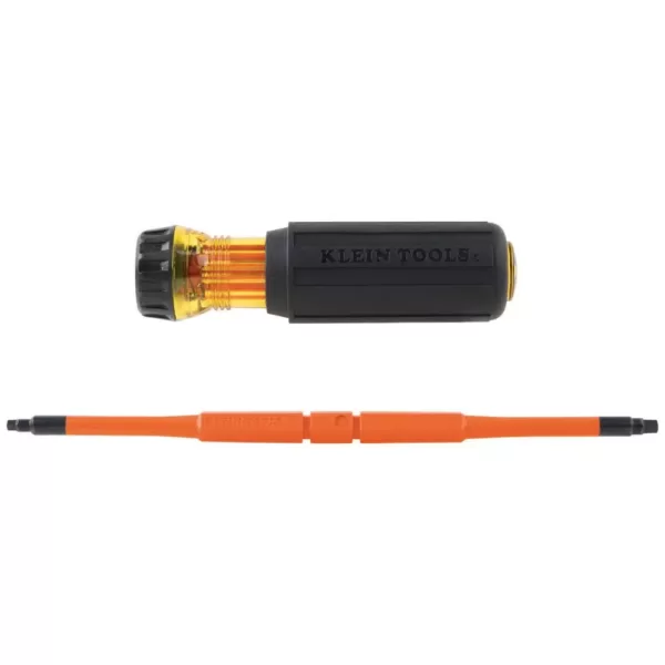 Klein Tools 2-in-1 Insulated Flip-Blade Screwdriver, #1 Square, #2 Square
