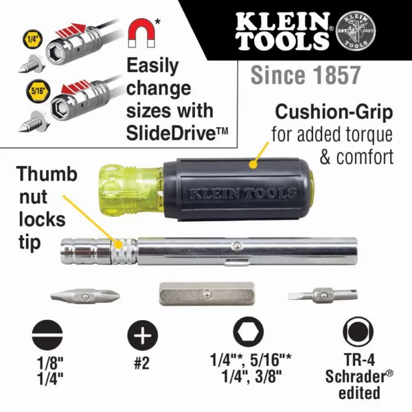 Klein Tools HVAC 8-in-1 Slide Driver Screwdriver & Nut Driver