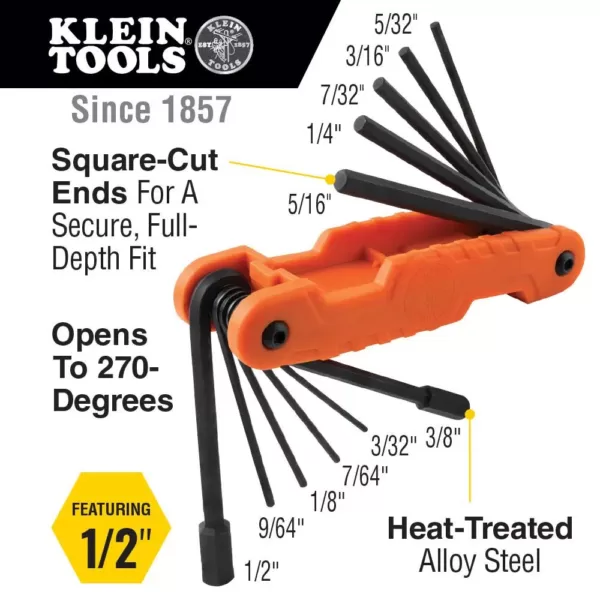 Klein Tools Pro Folding Hex Key Set (11-Piece)