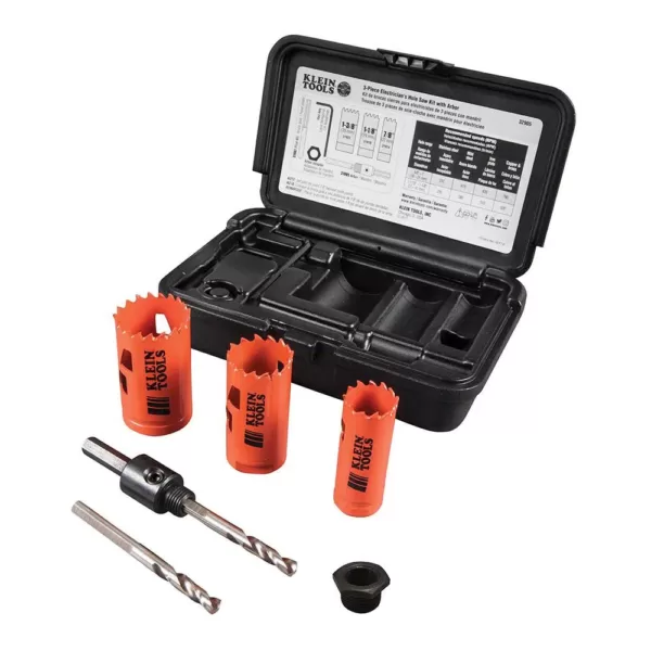 Klein Tools Electrician's Hole Saw Kit with Arbor (3-Piece)