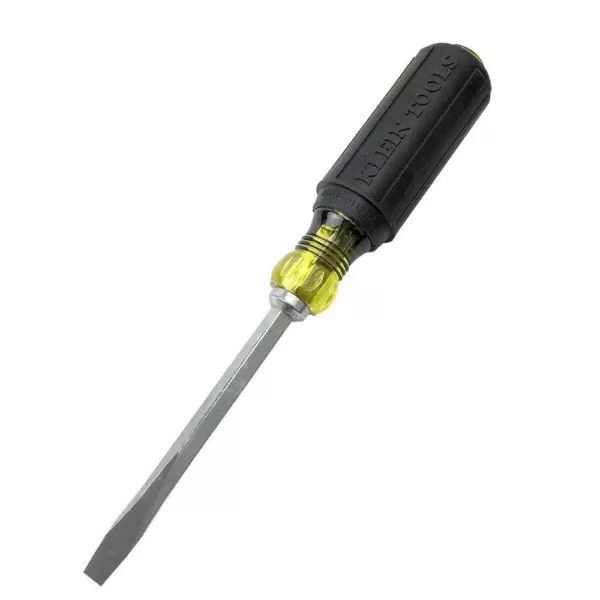 Klein Tools 1/4 in. Flat Head Screwdriver with 4 in. Square Shank- Cushion Grip Handle