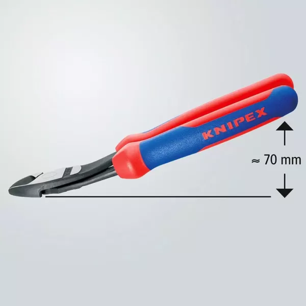 KNIPEX 8 in. High Leverage Angled Diagonal Comfort Grip Cutting Pliers